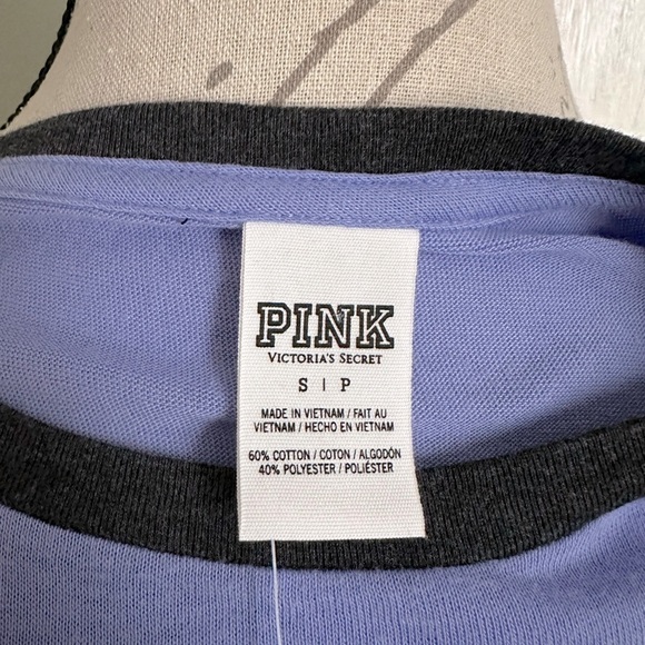 PINK Victoria’s Secret Lilac and Charcoal Raglan Sleeve Tee - Picture 9 of 11